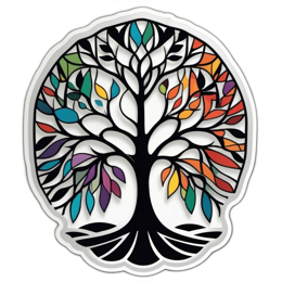 tree colorful SVG PNG design with clean design elements, orange and red floral elements