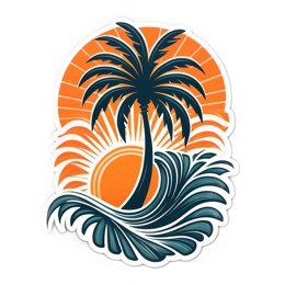 sunset palmwaves SVG PNG design with clean design elements
