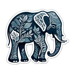 artistic elephant floral SVG PNG design with blue floral elements