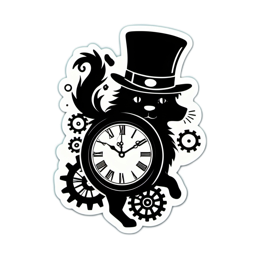 cat clock gears SVG PNG design with clean design elements