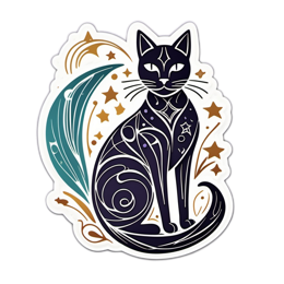 sticker artistic cat SVG PNG design with clean design elements