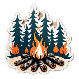 campfire trees SVG PNG design with clean design elements