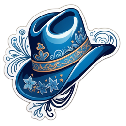 sticker blue hat floral SVG PNG design with blue floral elements