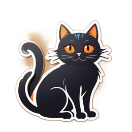 sticker blackcat SVG PNG design with clean design elements