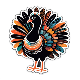 turkey colorful feathers SVG PNG design with clean design elements