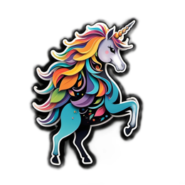 unicorn colorful SVG PNG design with clean design elements