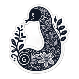 artistic duck floral SVG PNG design with clean design elements, black and white floral elements