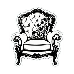 chair flower SVG PNG design with black and white floral elements