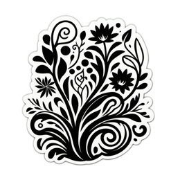 flower floral SVG PNG design with clean design elements, black and white floral elements