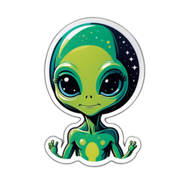 alien sticker SVG PNG design with clean design elements