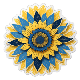 sunflower floral SVG PNG design with clean design elements, green and blue floral elements