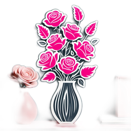 rose bouquet vase floral SVG PNG design with clean design elements, pink and green floral elements