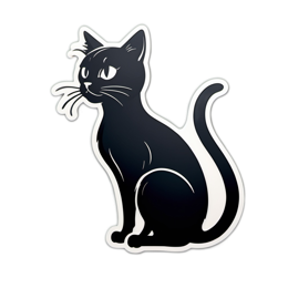 black cat sticker SVG PNG design with clean design elements