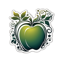 sticker apple floral SVG PNG design with clean design elements, green floral elements