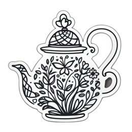 teapot flora floral SVG PNG design with clean design elements, black floral elements