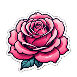 sticker rose floral SVG PNG design with clean design elements, pink and green floral elements