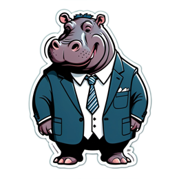 cartoon hippopotamus SVG PNG design with clean design elements