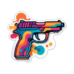 sticker colorful gun SVG PNG design with clean design elements