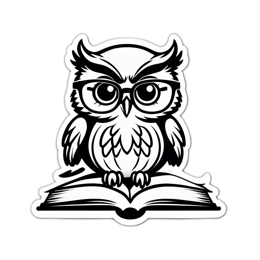 owl reader sticker SVG PNG design with clean design elements