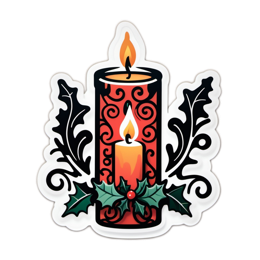 candle holly floral SVG PNG design with clean design elements, red and green floral elements