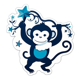 monkey stars SVG PNG design with clean design elements