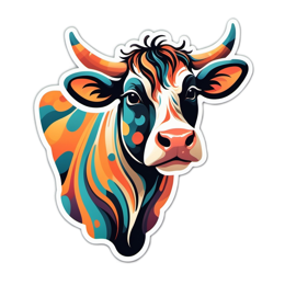 artistic cow sticker SVG PNG design with clean design elements