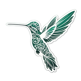 hummingbird floral SVG PNG design with white and green floral elements