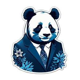 fashion panda floral SVG PNG design with clean design elements, green and blue floral elements