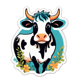 cute cow sticker SVG PNG design with clean design elements