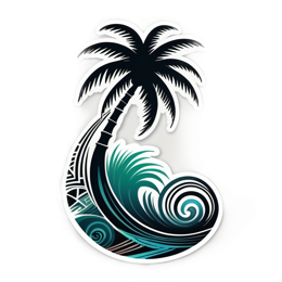 wave palm SVG PNG design with clean design elements