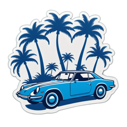 vintage car palm trees SVG PNG design with clean design elements