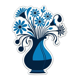 flower vase SVG PNG design with clean design elements, blue floral elements